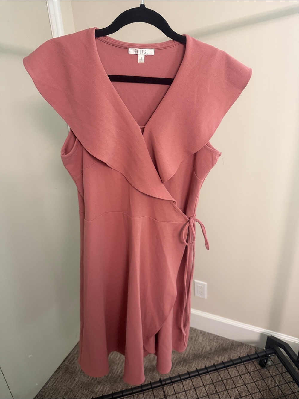 Spense Dusty Rose Wrap-Style Midi Dress